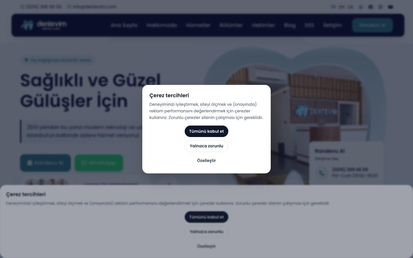 Dentevim site ekran görüntüsü