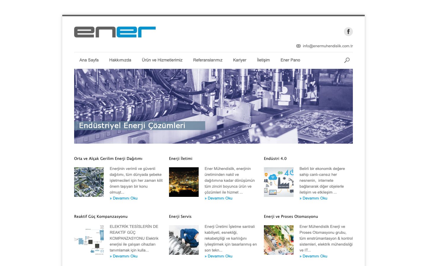 Ener Mühendislik site ekran görüntüsü
